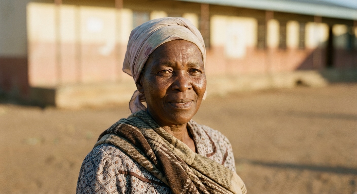Portrait of Mma Tshepo, grandmother and primary caregiver